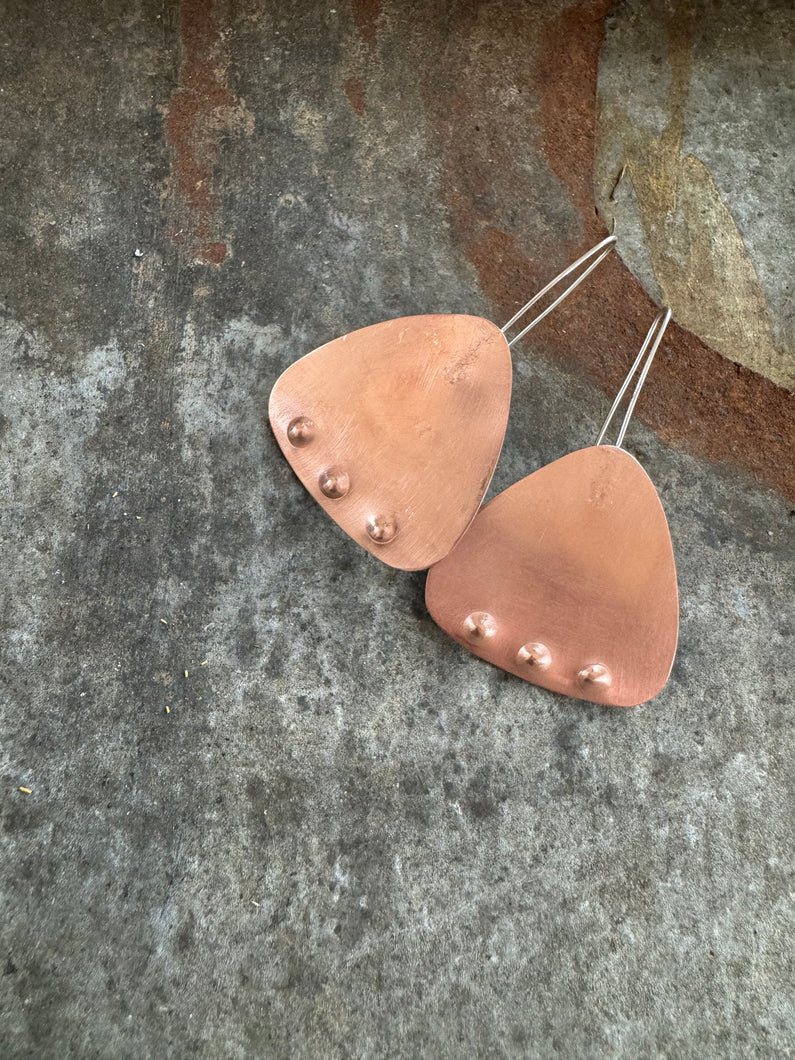 Recycled Copper Punched Triangle Earrings