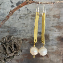 Recycled Brass & Freshwater Pearl Drop Earrings
