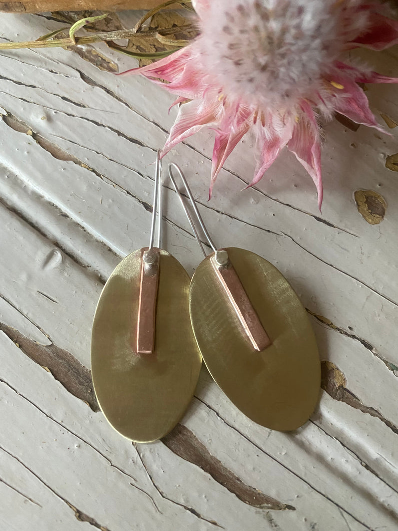 Brass & Copper Shield Earrings